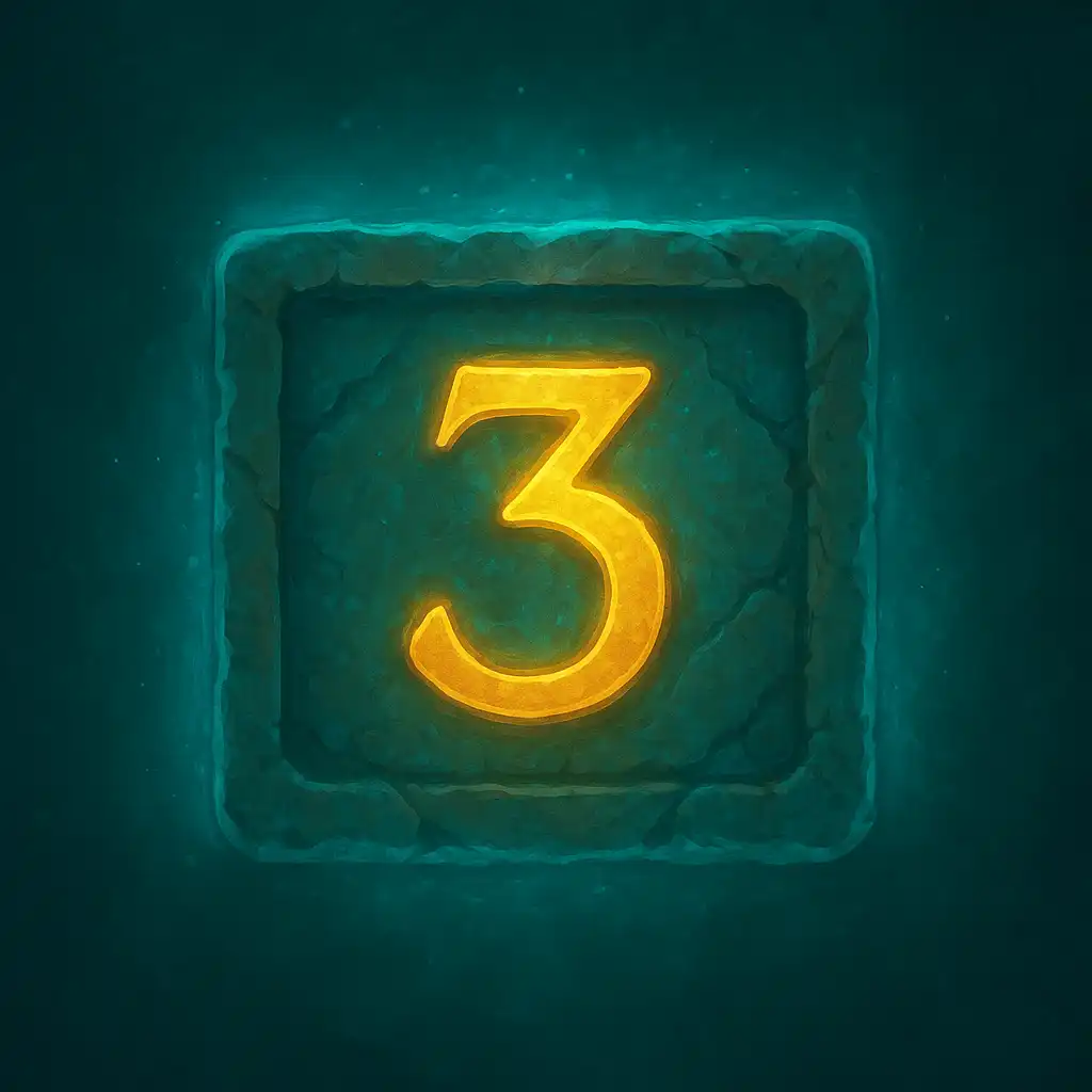 Glowing golden seal marking the third play step